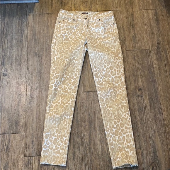 J. McLaughlin Tan Leopard print jeans - Picture 1 of 5